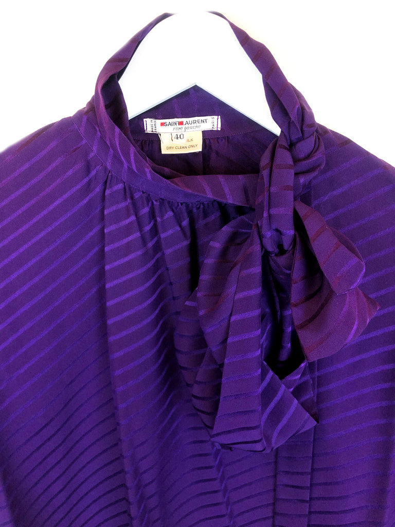 vintage ysl yves saint laurent silk soie blouse paris store 