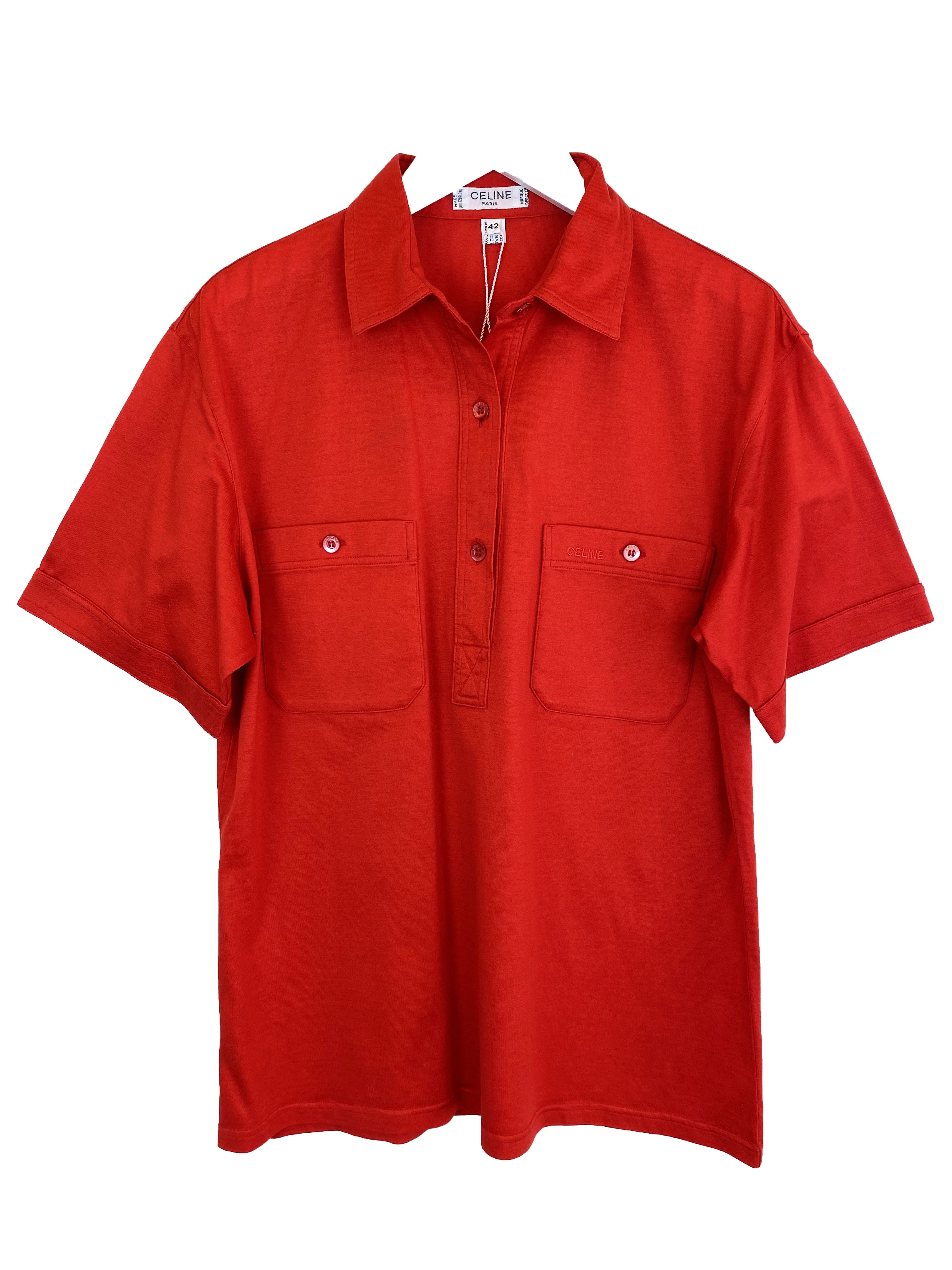 トップス vintage CELINE poloshirt bg celine-polo-coton-rouge-red-
