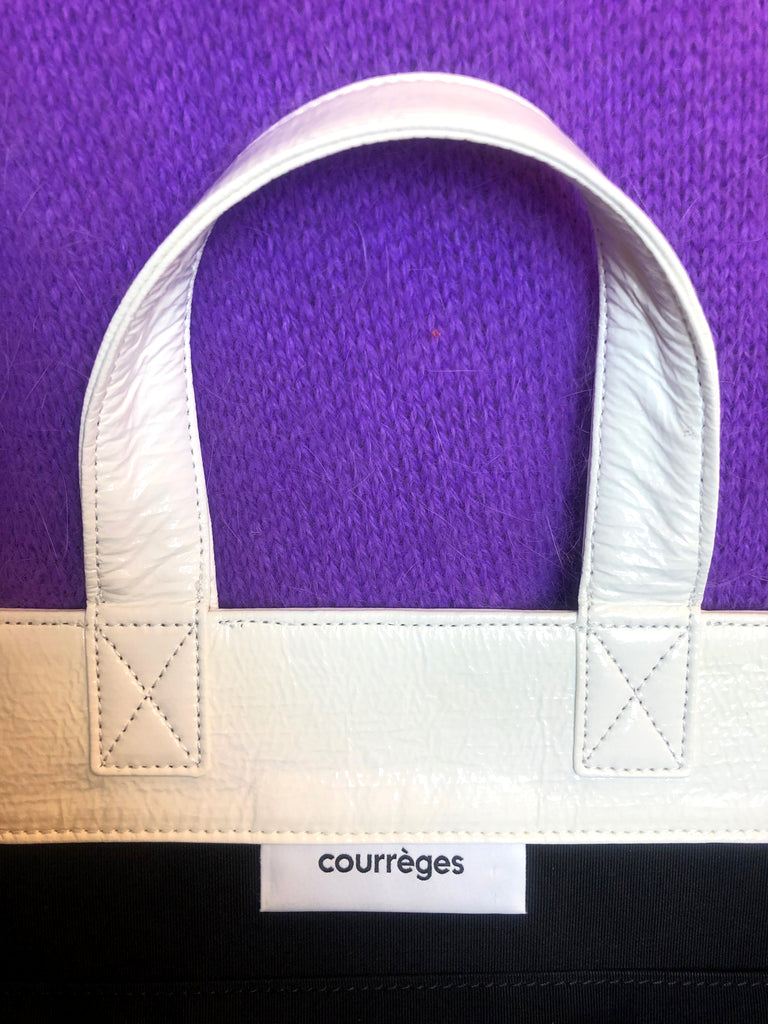 detail label courreges white vinyl bag plaisir palace
