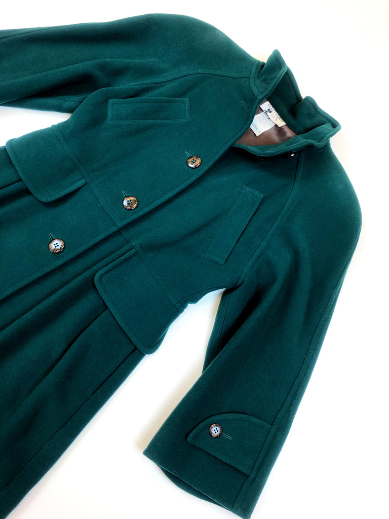 Courreges vintage green wool coat at plaisir palace paris le marsh vintage store