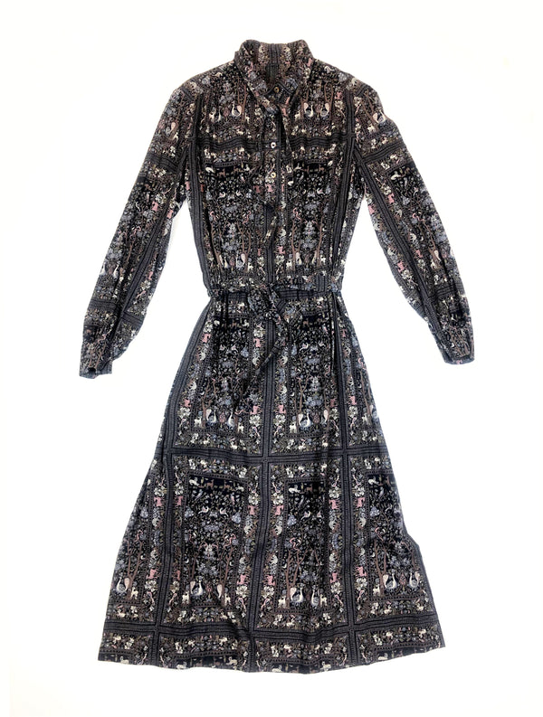 vintage wool and cotton dress with doe pattern plaisir palace Paris