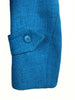 detail manche de la veste bleue en coton et lin ted lapidus vintage chez plaisir palace paris