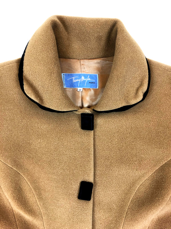 vintage mugler brown wool coat at plaisir palace parisien vintage store